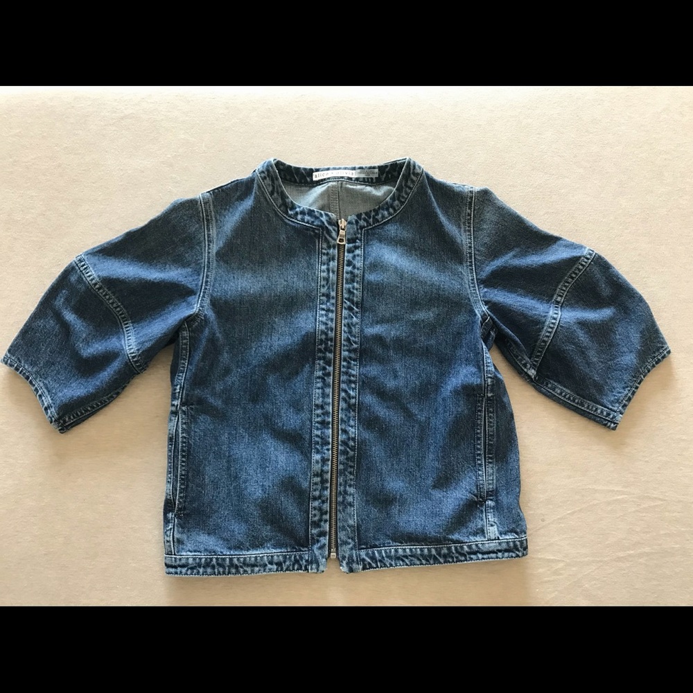 Alice+Olivia puff sleeves denim jacket